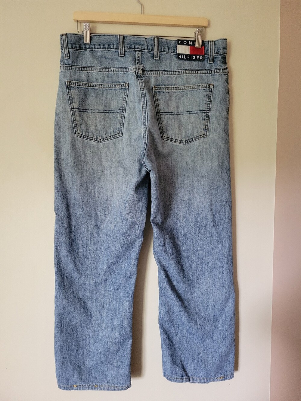 Vintage 90s Y2K Tommy Hilfiger Baggy Wide Leg Denim Jeans Streetwear Size 34